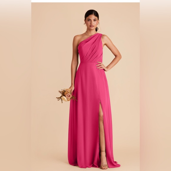 Birdy Grey Fuchsia Pink One Shoulder Maxi Dress XS Formal Bridesmaid Gown - Picture 1 of 8